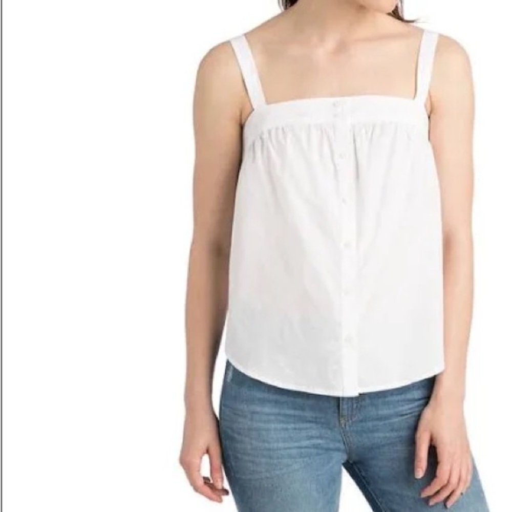 Vineyard Vines Euc Button Up Solid White Tank Top - image 1